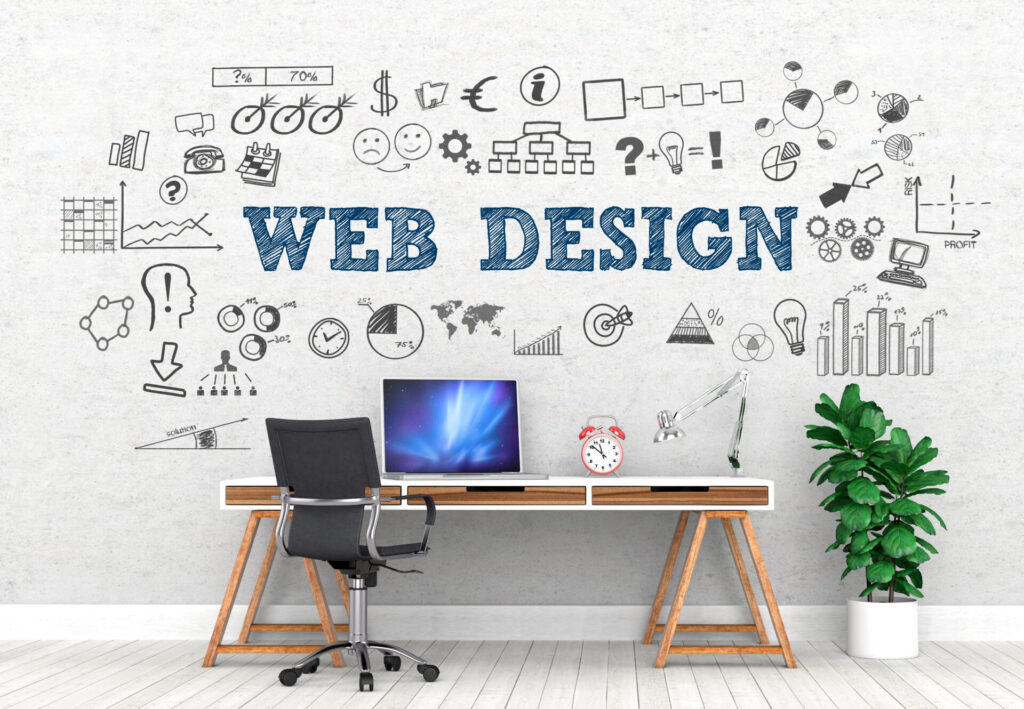 WEB DESIGNと書かれている壁