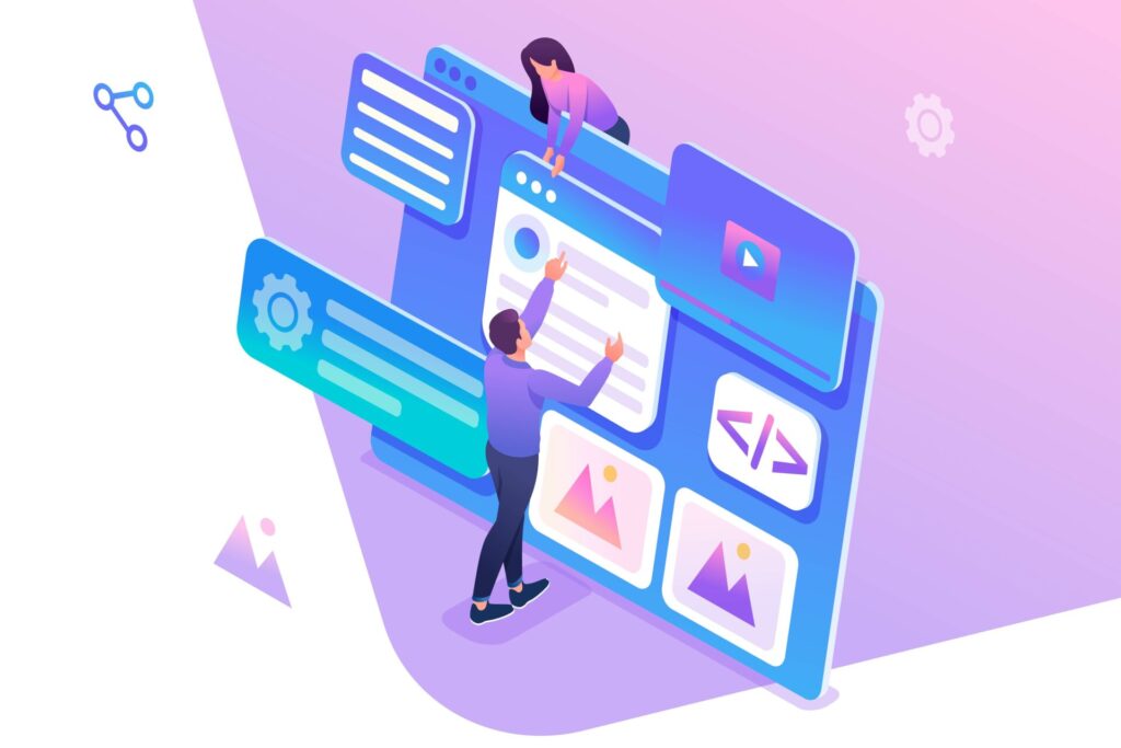 サイトページのユーザビリティを調査している人たちのイラスト