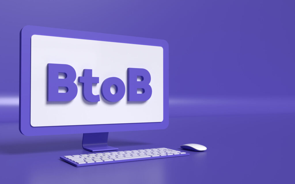 画面にBtoBと書かれたパソコン