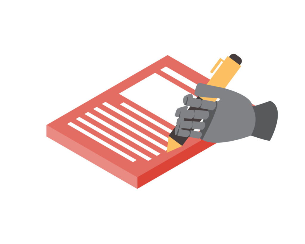 コンテンツを制作しているロボット