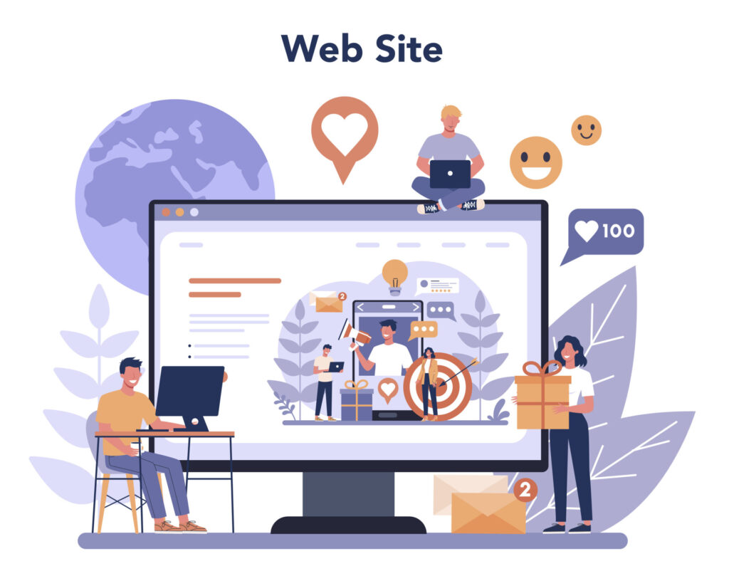 Webサイトのユーザーを集めているイラスト