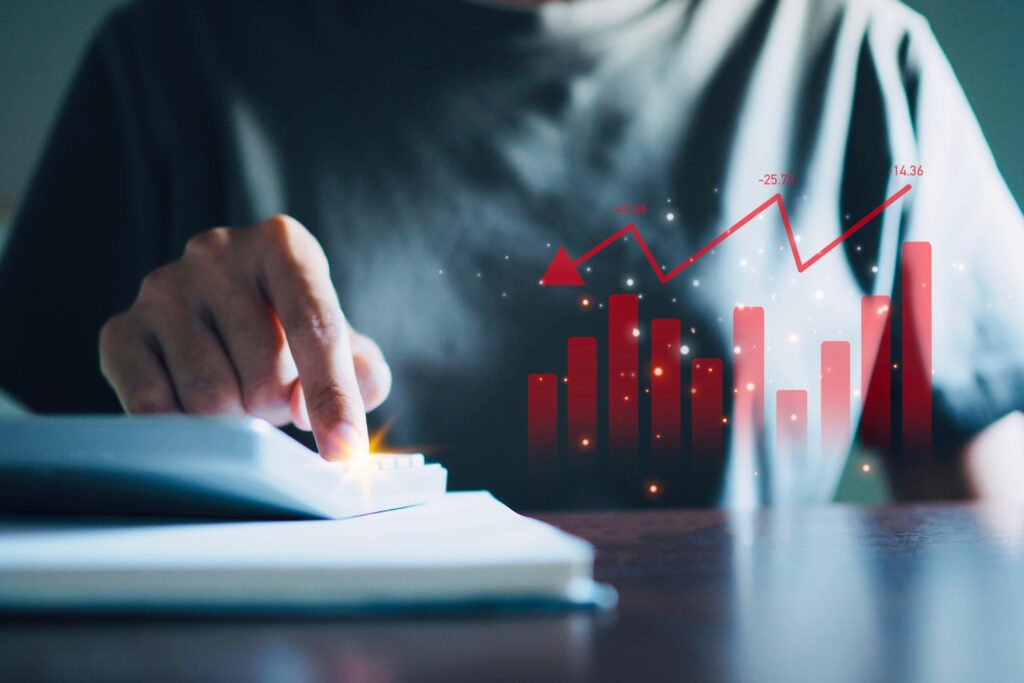 企業の売り上げが下がっているグラフ